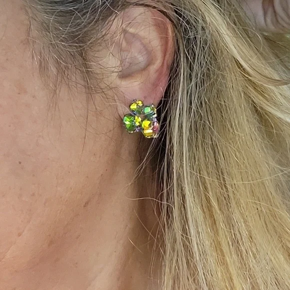 Prismatic Cube Cluster Earrings, S925 posts - Picture 7 of 10